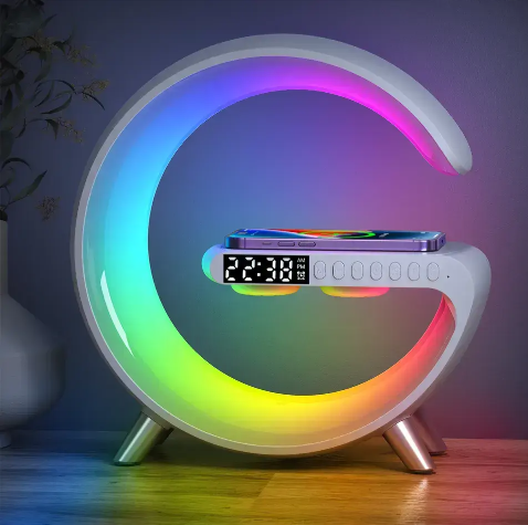 Multi-function 15W 9 in 1 Wireless Charger Phone fast Charging dock With Speaker Alarm Clock App Control Desk RGB Night Lamp